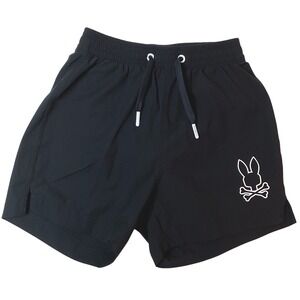 Psycho Bunny Boys Black Swim Trunks Logo Elastic Waist Drawstring Size 4 XXS